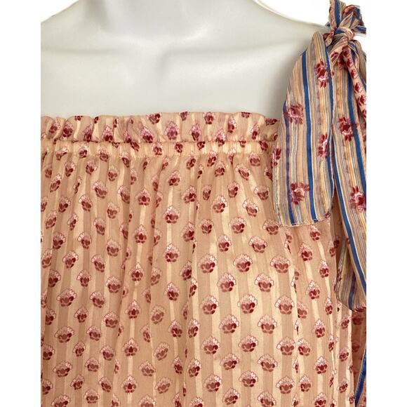 Ulla Johnson Clement Rose Silk Bow Shoulder Tie Off Shoulder Boho Blouse Size 4 - Picture 5 of 9